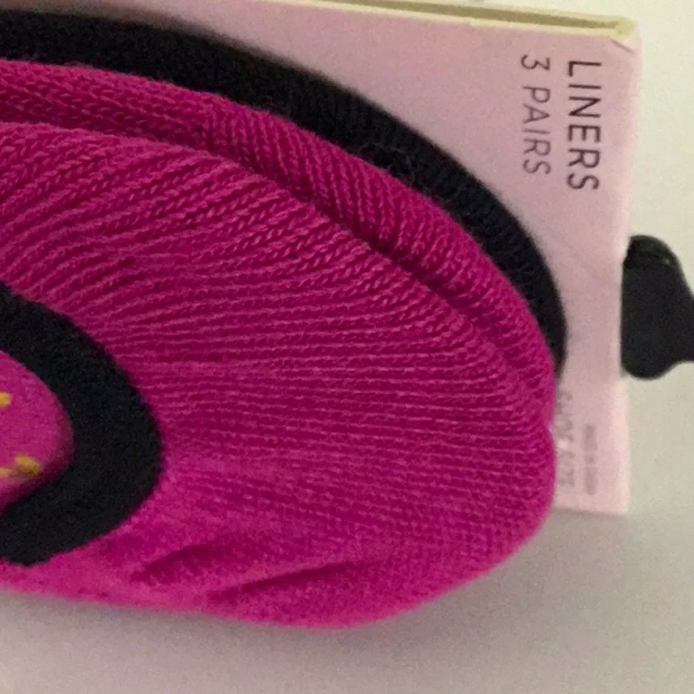 Juicy Couture Girl’s Liners (Socks) 3 Pairs Logo Pink/Black Shoe Size 7/10 Dance